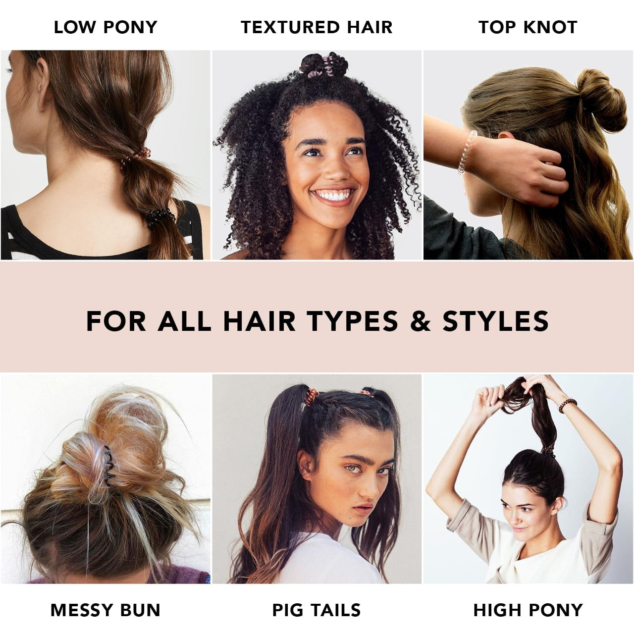Spiral Hair Ties for Women - Creaseless and Dent-Free Coil Hair Ties | No Damage, Phone Cord Coils | Made of Flexible and Durable Plastic | 8Pcs (Clear/Transparent)
