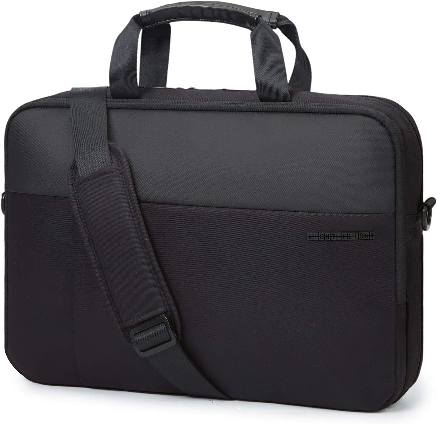 17.3 Inch Expandable Slim Laptop Briefcase for Business Travel, Water-Resistant Work Bag with Organizer Compartment, Black