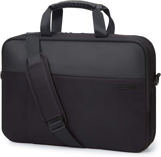 17.3 Inch Expandable Slim Laptop Briefcase for Business Travel, Water-Resistant Work Bag with Organizer Compartment, Black