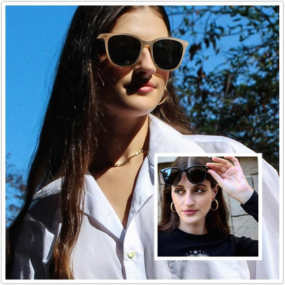 2 Packs Sunglasses for Women Polarized UV400 Protection Lens Big Frame Fashion Glasses Trendy Stylish Shade