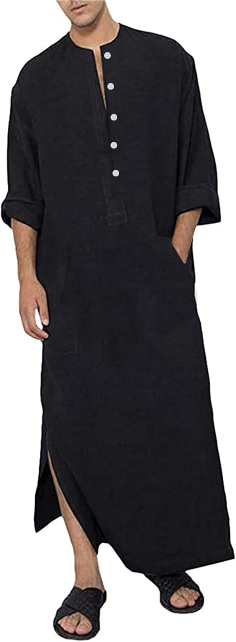 Kaftan for Men Button down Men Kaftan with Pocket Islamic Thobe for Men