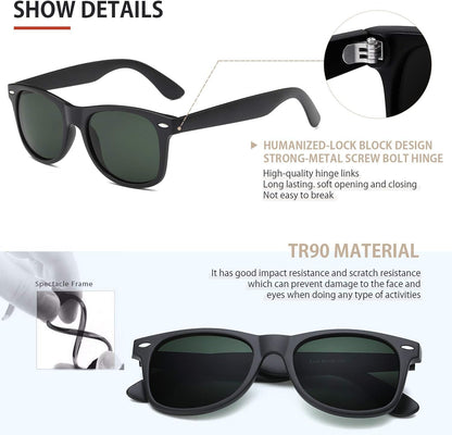 Sunglasses Men Polarized Sunglasses for Mens and Womens,Black Retro Sun Glasses Driving Fishing UV Protection - WORLD TIME VISITS