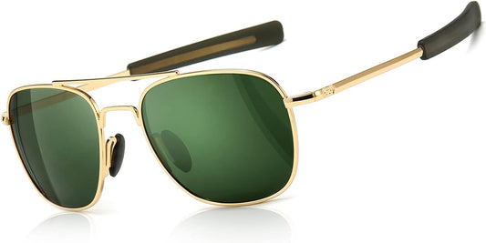 Men'S Military Style Polarized Pilot Aviator Sunglasses Bayonet Temples