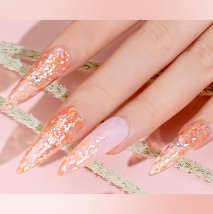 Nude Jelly Glitter Gel Nail Polish Sheer Translucent Shimmer Sparkle Natural Soak off UV LED Gel Polish for Nail Salon Art Home Manicure Single Bottle 12Ml 0.4 Floz