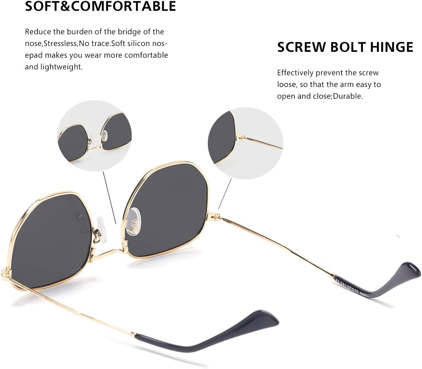 Hipster Hexagonal Polarized Sunglasses Men Women Geometric Square Small Vintage Metal Frame Retro Shade Glasses