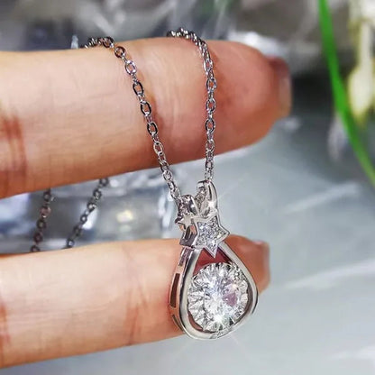 Fashion Jewelry 925 Sterling Silver Diamond White Sapphire 18k Rose Gold Pendant Necklace