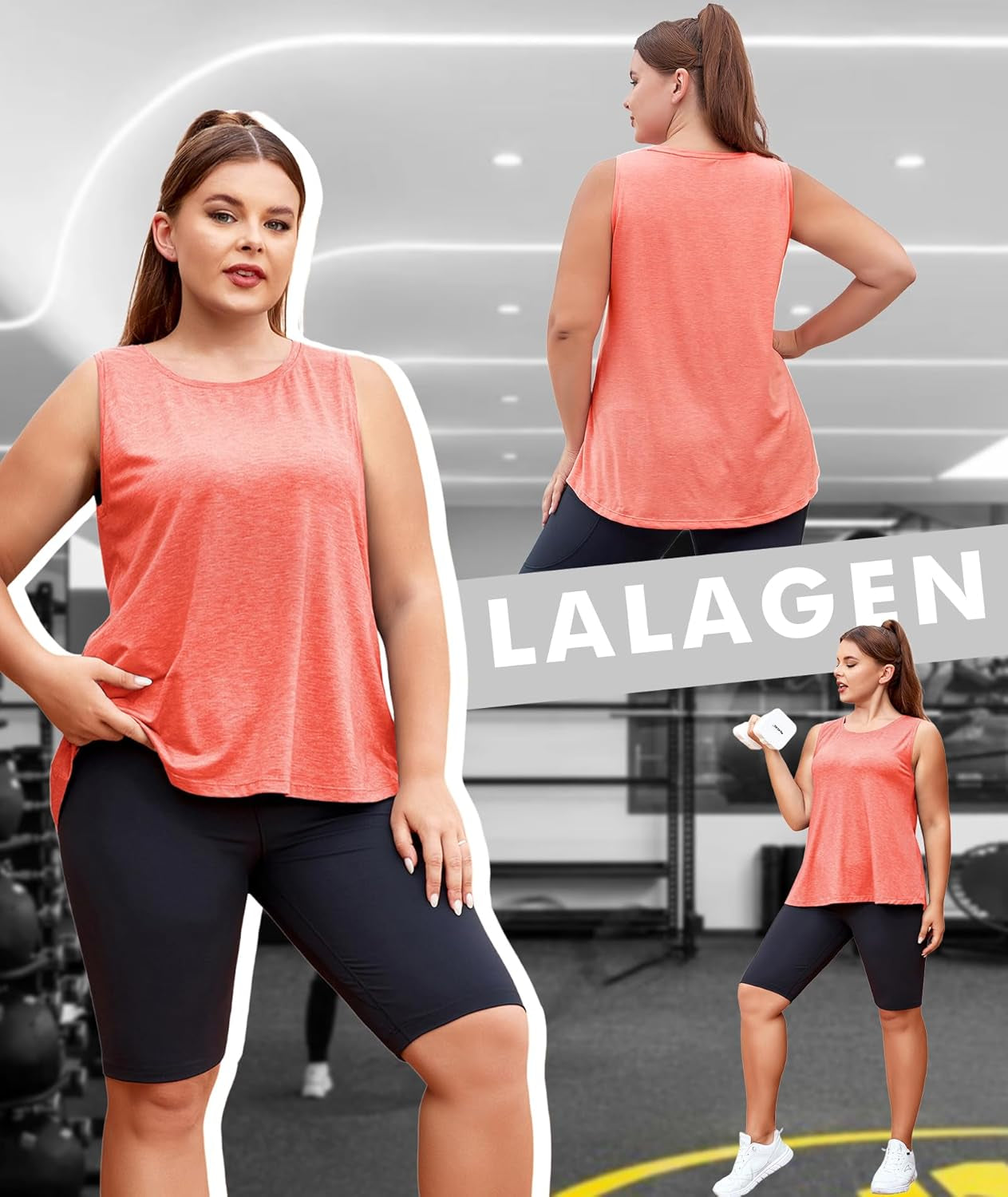 plus Size Womens Workout Tank Tops Sleeveless Flowy Yoga Athletic Running Shirts