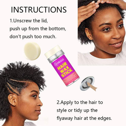 Hair Wax Stick for Flyaway Control, Edge Styling, Broken Hair Fixing - Non-Greasy Styling Wax Cream for Curly Hair and Wigs