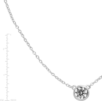 'Marvel' Cubic Zirconia Necklace in Sterling Silver, 16" + 2"