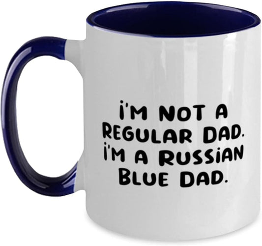 Fun Russian Blue Cat Two Tone 11Oz Mug, I'M Not a Regular, Gifts for Cat Lovers, Present from Friends, Cup for Russian Blue Cat, Birthday, Coffee Mug, Tea Mug, Birthday Mug - WORLD TIME VISITS