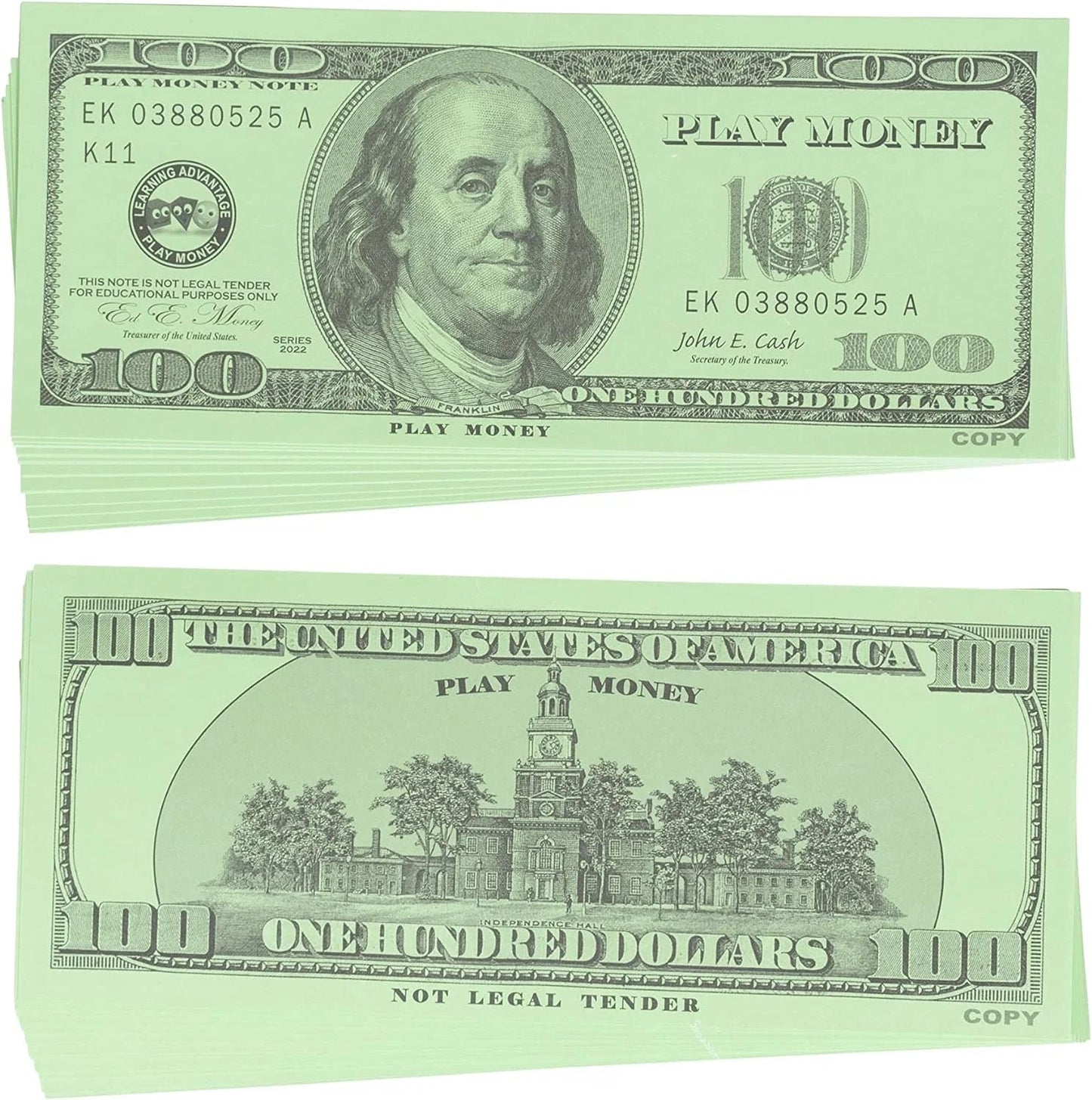 Play Quarters - Set of 100 Plastic Coins - Designed and Sized like Real US Currency - Teach Money Math with This Pretend Play Resource Master Coins