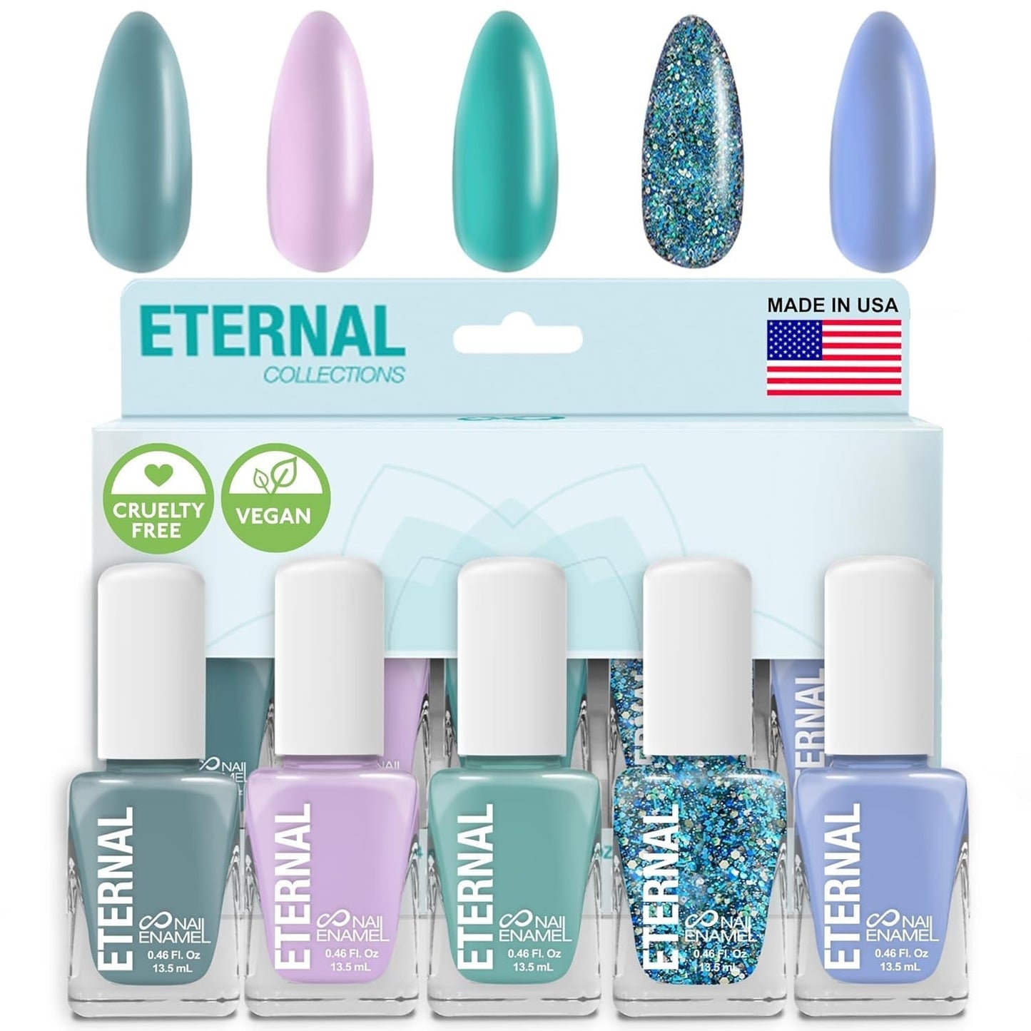 Glitter Nail Polish Set for Women (UNDER the SEA) - Ocean Blue Nail Polish Set for Girls | Quick Dry & Long Lasting Nail Polish Kit for Home DIY Mani Pedi | Made in Usa,13.5Ml (Set of 5)