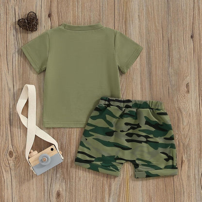 Baby Boy Summer Clothes Mommy Daddy Baby Boy T-Shirt +Camouflage Shorts Infant Toddler Boy Outfits Set