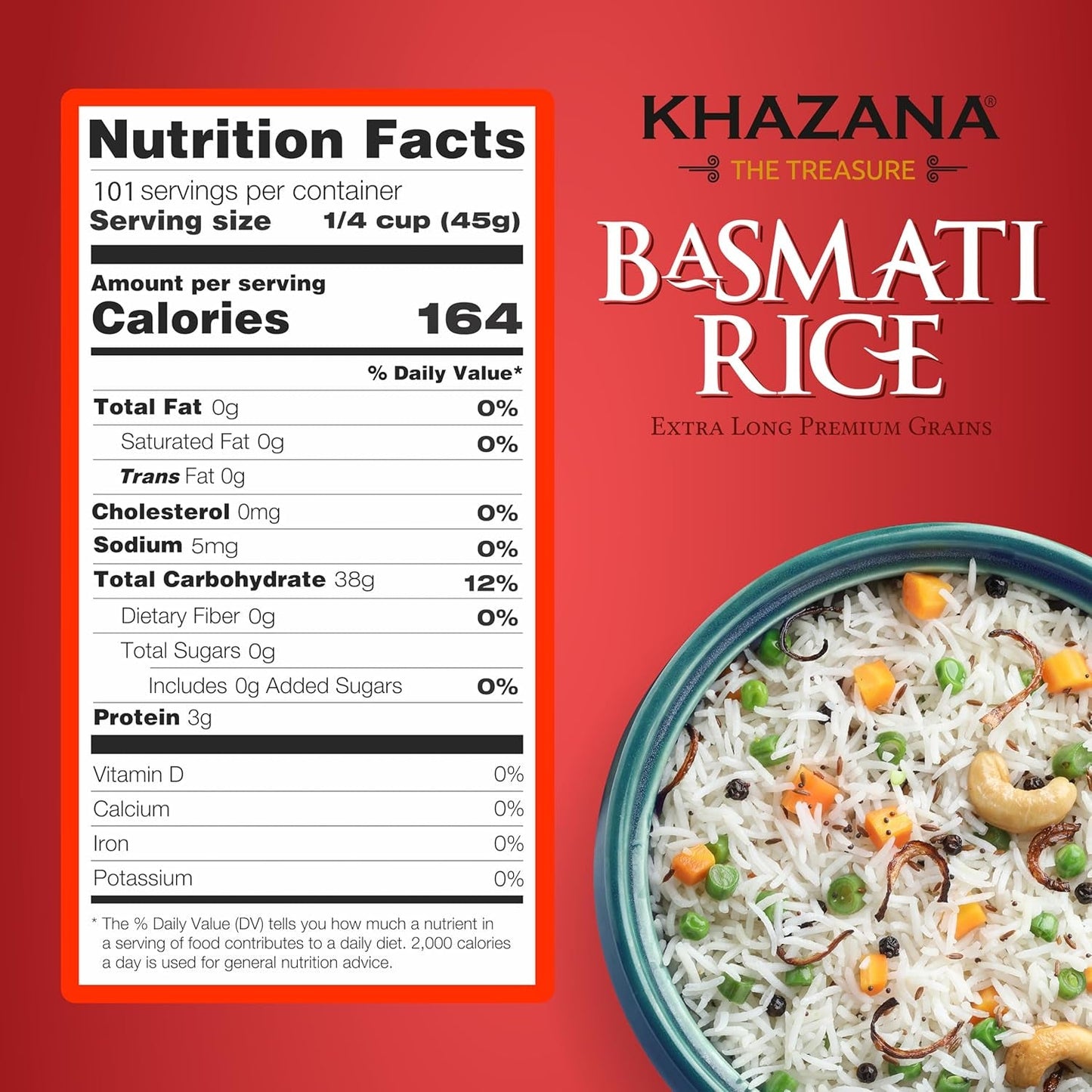 Authentic Extra Long Basmati Rice - 2Lb Resealable Zipper Bag | Non-Gmo, Gluten-Free, Kosher & Cholesterol-Free | Aromatic & Flavorful Grain from India