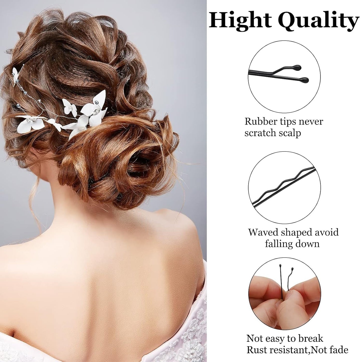 Bobby Pins, 200Count Black Hair Pins Hairpins with Box for Women Lady Girls Kids Hair Pin Invisible Wave Hairgrip Barrette Hairclip Bulk Hair Accessories (Black,2.2 Inch)