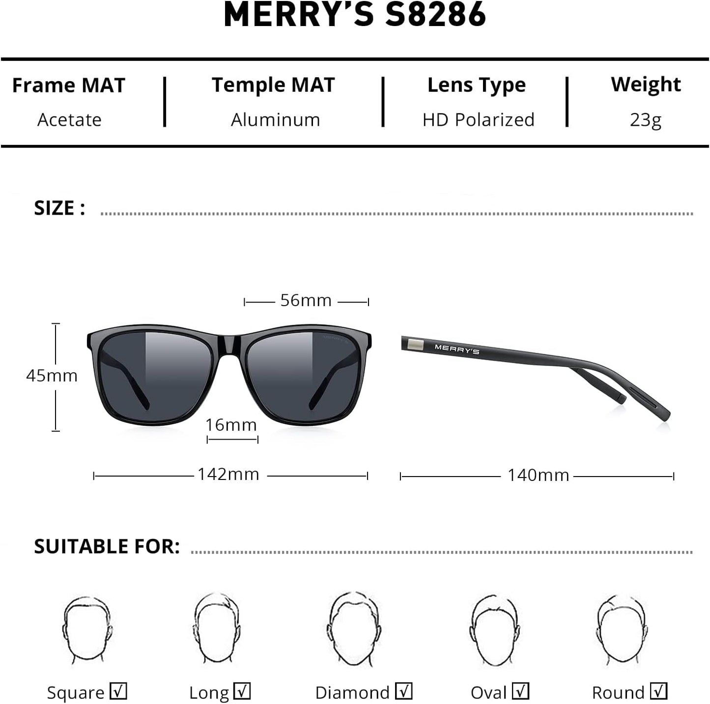 Unisex Polarized Aluminum Sunglasses Vintage Sun Glasses for Men/Women S8286