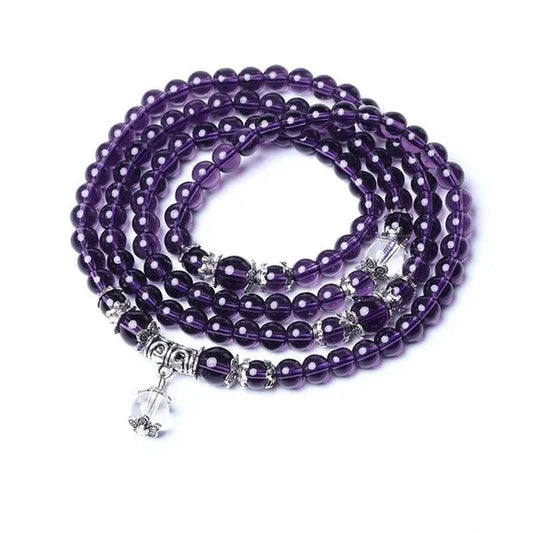 Handmade Stone Amethyst 6MM 108 Beads Bracelet Spirituality