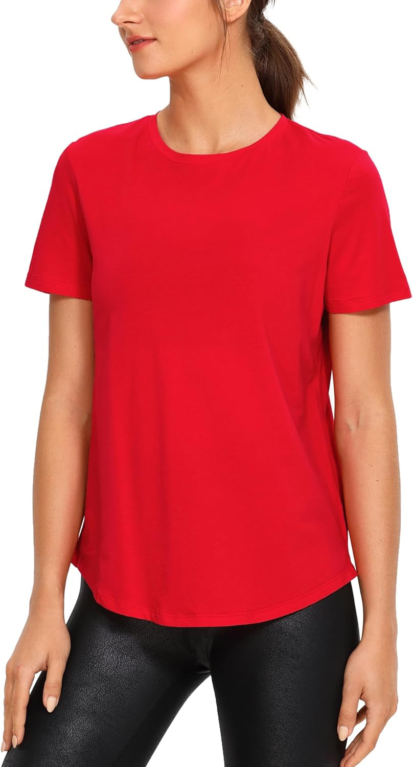 Women'S Pima Cotton Short Sleeve Workout Shirts Casual Yoga T-Shirt Soft Athletic Top - WORLD TIME VISITS