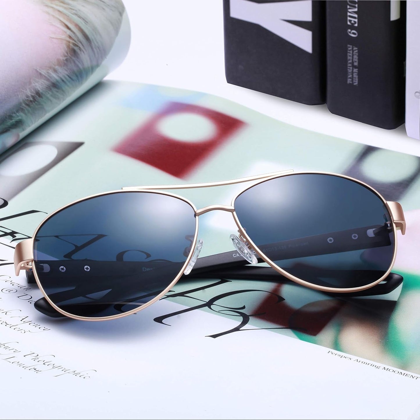 Polarized Sunglasses for Women UV Protection Ultra-Lightweight Comfort Metal Frame Driving Glasses CA3210