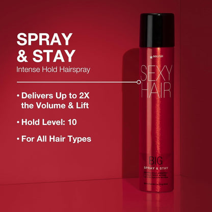 Big Spray & Stay Intense Hold Hairspray | Extreme Hold and Shine | up to 72 Hour Humidity Resistance | All Hair Types