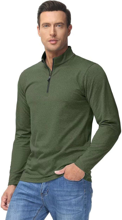 Men'S Quarter Zip Pullover Premium Fleece Lined Heather Long Sleeve Golf Shirts Midweight 1/4 Half Zip Sweatshirts