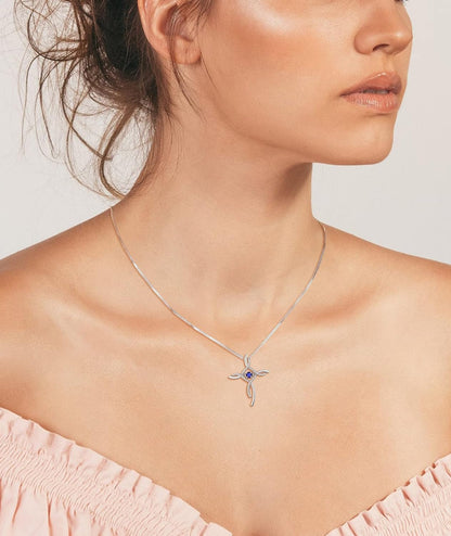 Celtic Knot Cross Necklace Sterling Silver Cubic Zirconia Loop Infinity Pendant Dancing Bristhstones Crucifix Jewelry