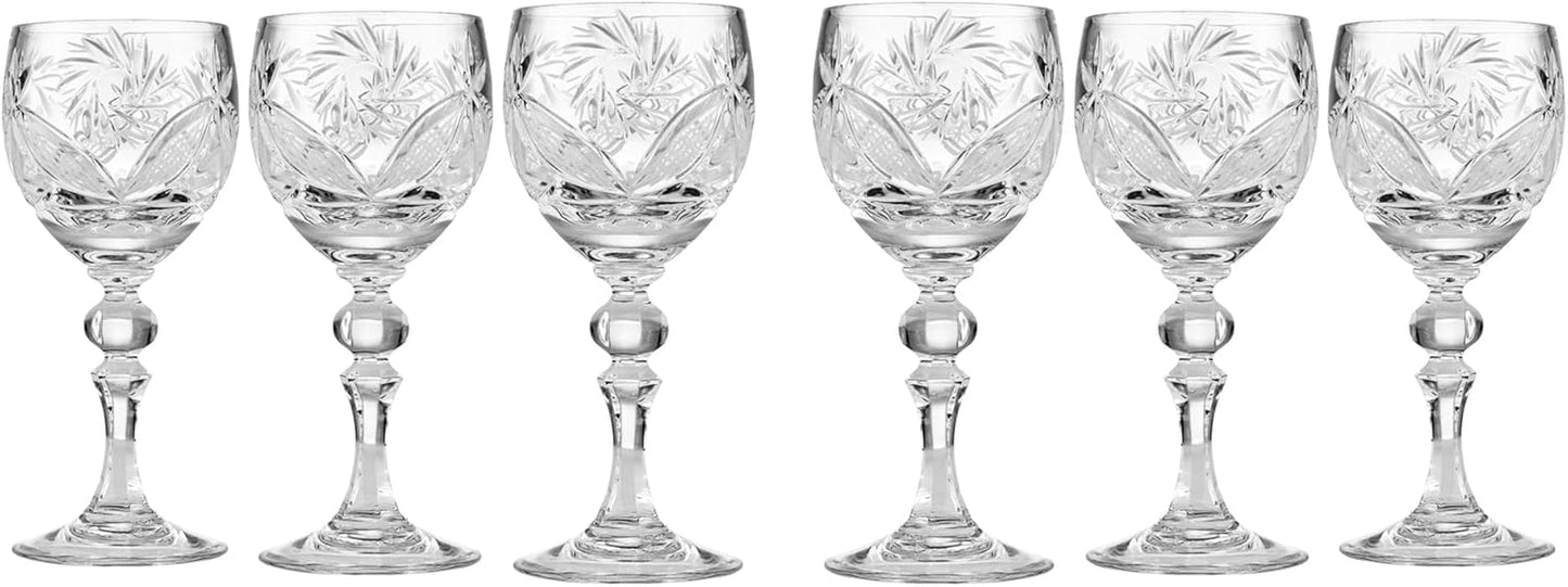 SET of 6 Russian CUT Crystal Shot/Sherry Glasses on a Long Stem 65Ml/2Oz Hand Made - WORLD TIME VISITS