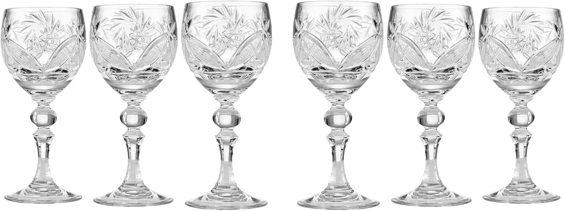 SET of 6 Russian CUT Crystal Shot/Sherry Glasses on a Long Stem 65Ml/2Oz Hand Made - WORLD TIME VISITS