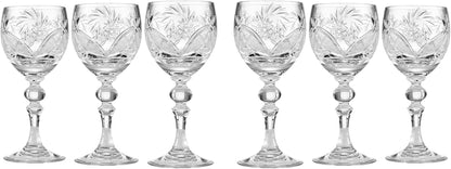 SET of 6 Russian CUT Crystal Shot/Sherry Glasses on a Long Stem 65Ml/2Oz Hand Made - WORLD TIME VISITS