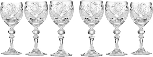 SET of 6 Russian CUT Crystal Shot/Sherry Glasses on a Long Stem 65Ml/2Oz Hand Made - WORLD TIME VISITS