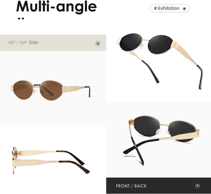 Oval Sunglasses Womens Men Retro Trendy Sun Glasses Classic Metal Shades K1653