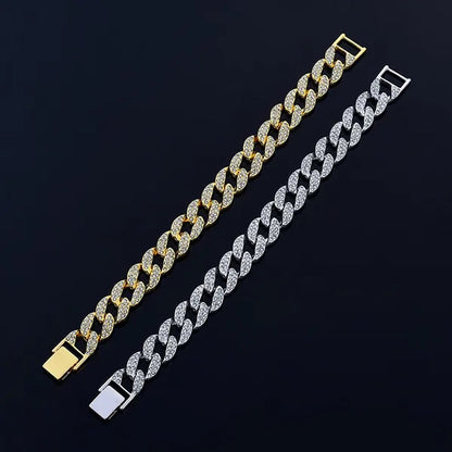 Hot jewelry diamond bracelet stainless steel bracelet Cuban men's gold bracelet platinum bracelet hip hop bracelet