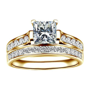2Pcs / Set Classic Womens Fashion Gold / Silver / Black Diamond Ring Jewelry Exquisite Gold Ring Sets for Women Natural White Sapphire Rings Set Birthstone Princess Proposal Engagement Gold Ring Set Anniversary Party Romantic Bride Wedding Rings for Women