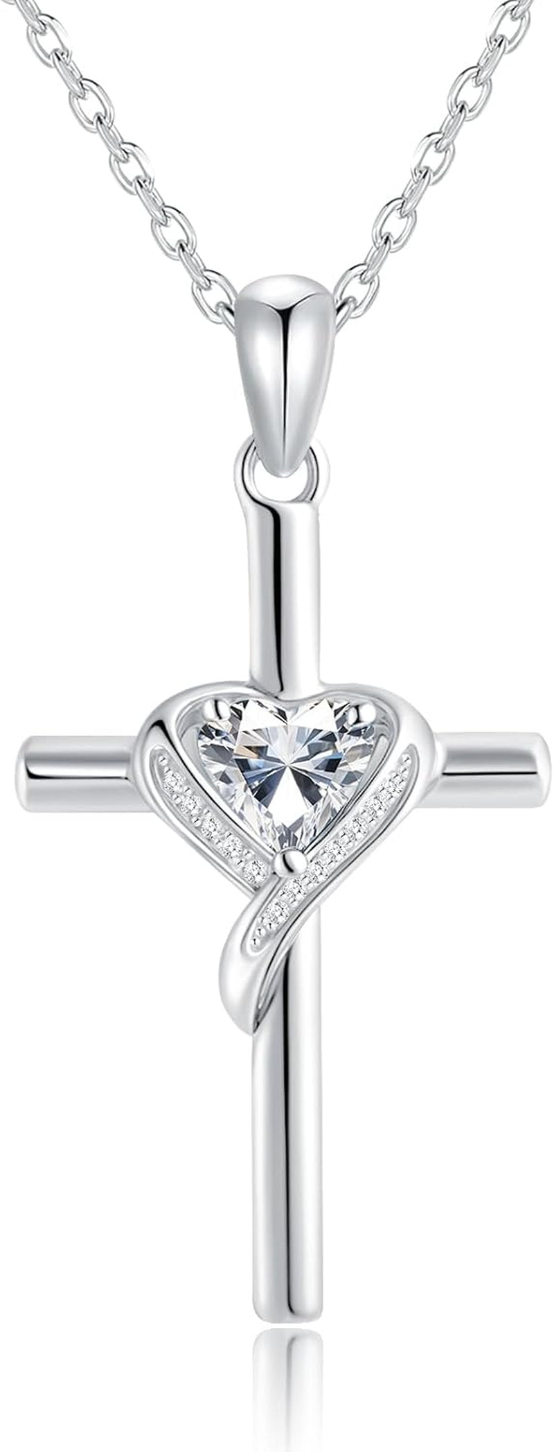 Valentines Day Gifts Cross Necklace for Women 925 Sterling Silver Birthstone Cross Pendant Necklace Cross Jewelry Gifts for Women Mother Wife on Birthday Mother'S Day
