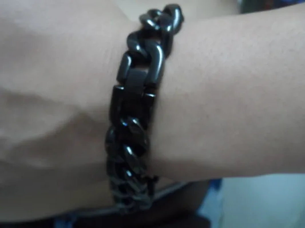 Gold / Black / silver stainless steel curb chain toggle bracelet bangle size : 15mm 21cm jewelry for men women
