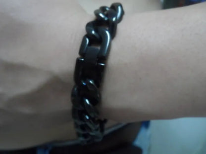 Gold / Black / silver stainless steel curb chain toggle bracelet bangle size : 15mm 21cm jewelry for men women