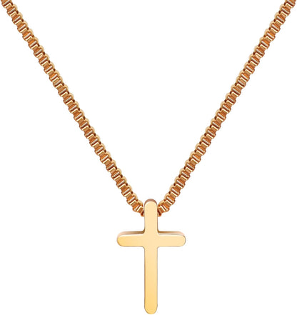Crown Cross Necklace for Women, 14K Gold Silver Cubic Zirconia Crown Cross Necklace, Diamond Gold Silver Cross Necklaces, Dainty Cross Faith Simple Trendy Charm Jewelry Gift for Women