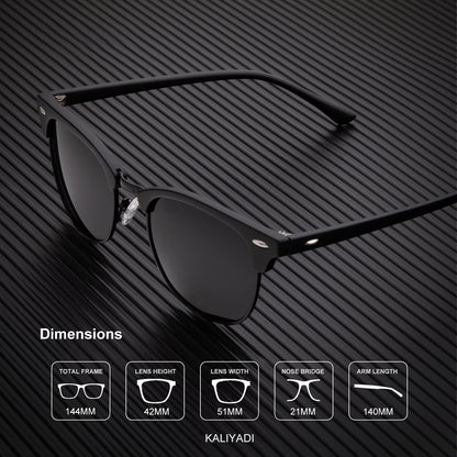 Sunglasses Men Polarized Sunglasses for Men Women Unisex Semi-Rimless Frame Retro Driving Sun Glasses UV Blocking