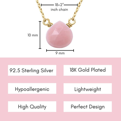 Genuine Pink Opal Necklace for Women - Authentic 925 Sterling Silver Necklace 18K Gold Jewelry, Dainty Heart Choker Pendant Necklace for Teen Girls, October Birthstone Gift for Mothers Day