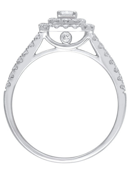 1 Carat T.W. (I2 Clarity, H-I Color)  Emerald Cut Diamond Engagement Ring in 10Kt White Gold, Size 7
