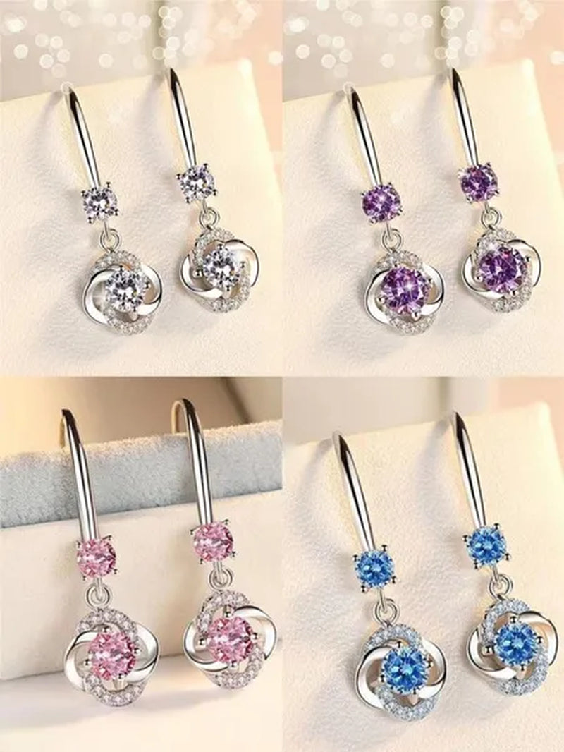 Female Fashion S925 Silver Earrings Ladies Temperament Earrings Water Drop Long Earrings Engagement Earrings Diamond Earrings