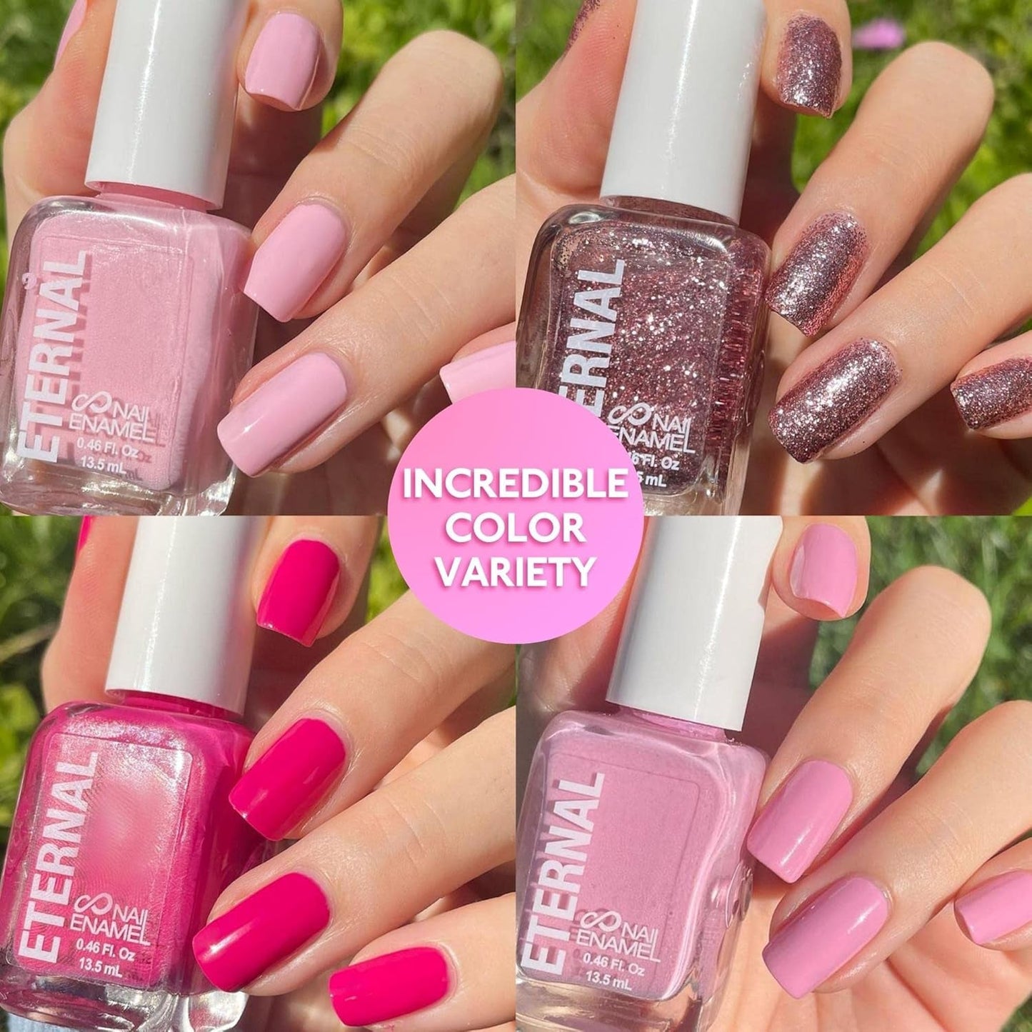 Glitter Nail Polish Set for Women (PINKY PROMISE) - Light Pink Nail Polish Set for Girls | Quick Dry & Long Lasting Nail Polish Kit for Home DIY Mani Pedi | Made in USA, 13.5Ml (Set of 4)