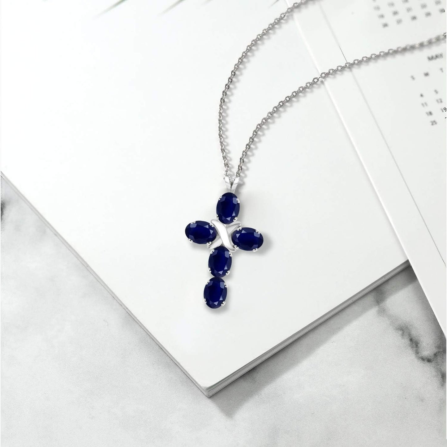 Gemstone Birthstone Cross Necklace | 925 Sterling Silver | Christian Gifts | Oval 6X4MM | Jesus Christian Religious Crucifix Jewelry Pendant Necklace for Women | with 18 Inch Silver Chain