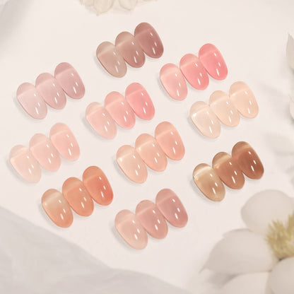 Jelly Pink Gel Nail Polish Set of 10 Colors Nude Gel Polish Kit UV LED Soak off Nail Polish Gel Home DIY Manicure Nail Art Salon Varnish