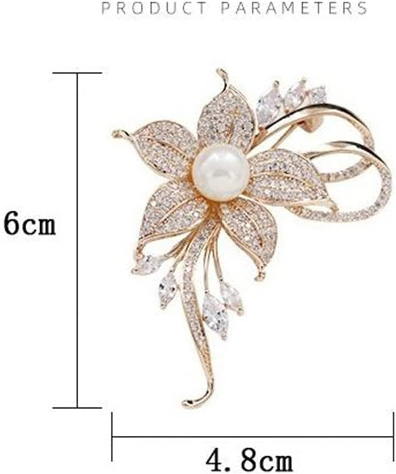 Rhinestone Pearl Flower Brooch Femininity Brooch Art Brooch Flower Brooch Pin Sweater Accessories for Women, Girls, Ladies (1 Count (Pack of 1))