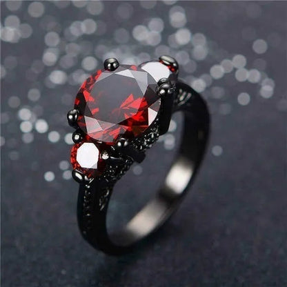 Fashion Jewelry Red Ruby Garnet CZ Wedding Ring for Women Size 5/6/7/8/9/10