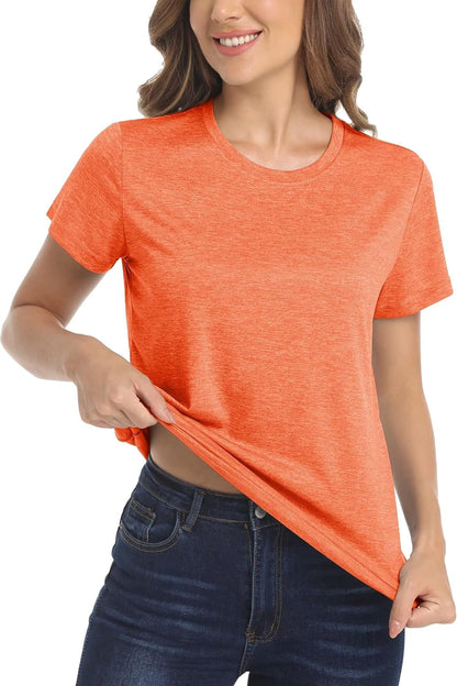 Women'S Short Sleeve Quick Dry T-Shirts Wicking Moisture Workout Athletic Running Shirts