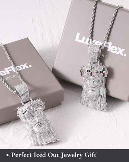 Iced Out 5A Zircon Jesus Pendant Necklace for Men and Women, 14K Gold Plated Simulated Diamond Bling Cross Hip Hop Necklace