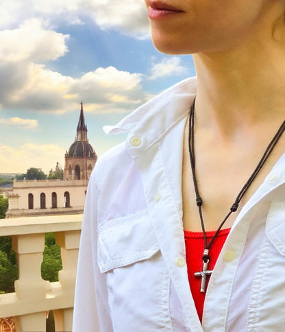 Wrapped Cross on Adjustable Cord Necklace - WORLD TIME VISITS