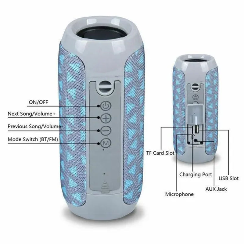 Bluetooth Speaker Outdoor Portable Waterproof Wireless Audio Multifunction Stereo Bass USB/TF/FM Radio Loud